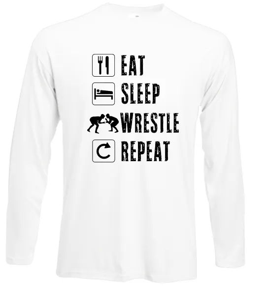 Лонгслив Eat Sleep Wrestle Белый фото