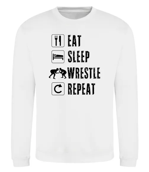 Свитшот Eat Sleep Wrestle Белый фото