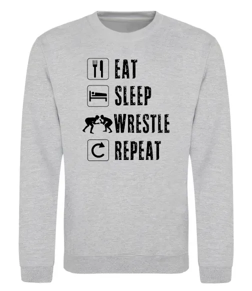 Свитшот Eat Sleep Wrestle Серый меланж фото