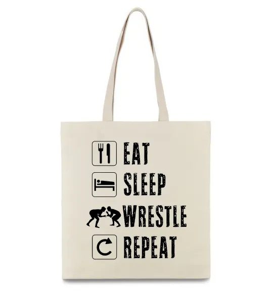 Эко-сумка Eat Sleep Wrestle Бежевый фото
