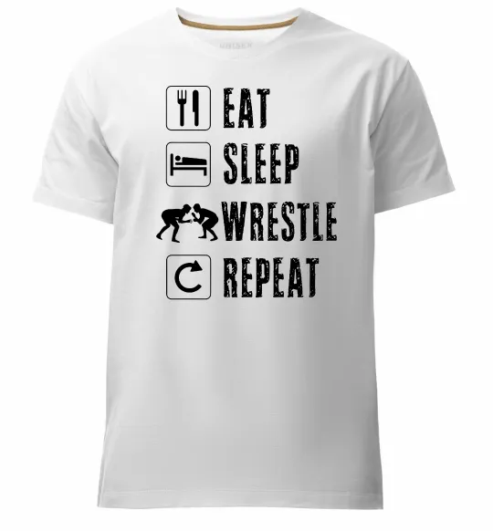 Мужская премиум футболка Eat Sleep Wrestle Белый фото