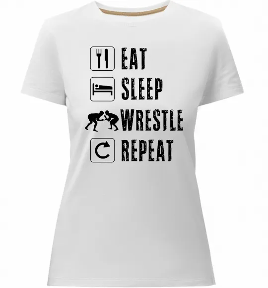 Женская премиум футболка Eat Sleep Wrestle Белый фото