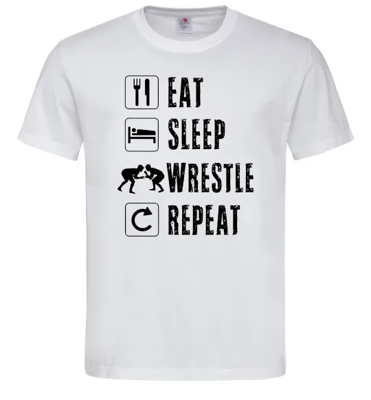 Мужская футболка Eat Sleep Wrestle Белый фото