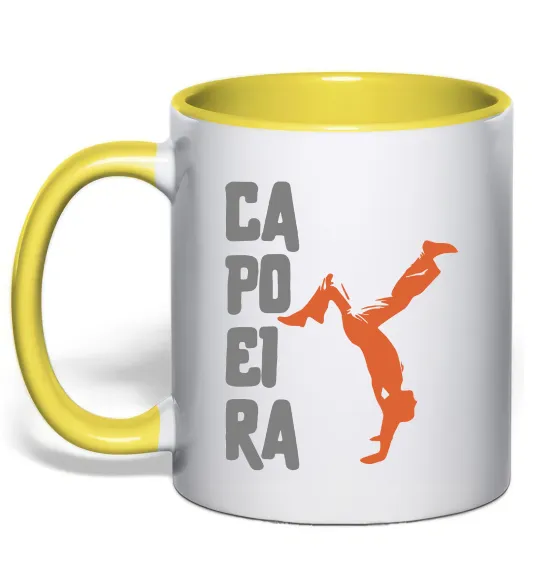 Чашка з кольоровою ручкою Капоейра силует Лимонний фото