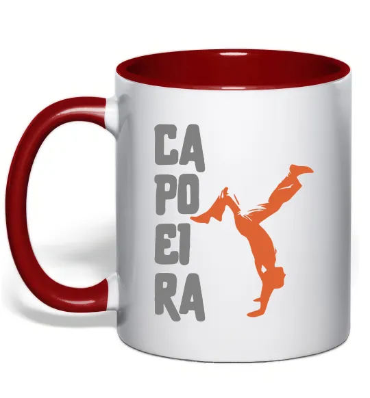Чашка з кольоровою ручкою Капоейра силует Червоний фото