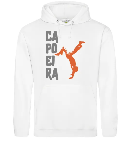 Чоловіча толстовка (худі) Капоейра силует Білий фото