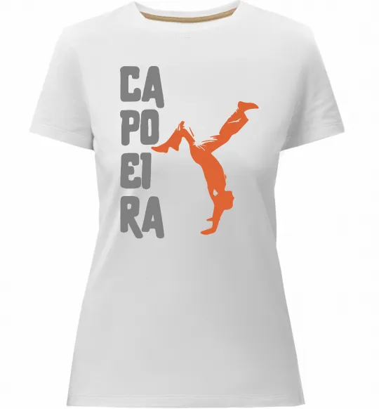 Жіноча преміум футболка Капоейра силует Білий фото