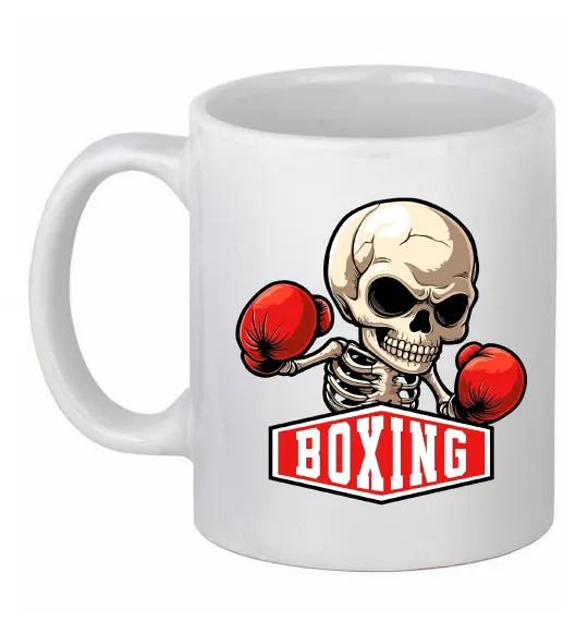 Чашка керамическая Boxing skeleton Белый фото