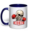 Чашка с цветной ручкой Boxing skeleton Глубокий темно-синий фото