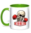 Чашка с цветной ручкой Boxing skeleton Лаймовый фото