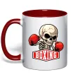 Чашка с цветной ручкой Boxing skeleton Красный фото