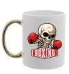 Чашка с цветной ручкой Boxing skeleton Золото фото