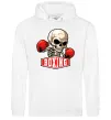 Мужская толстовка (худи) Boxing skeleton Белый фото