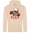Мужская толстовка (худи) Boxing skeleton Песочный фото