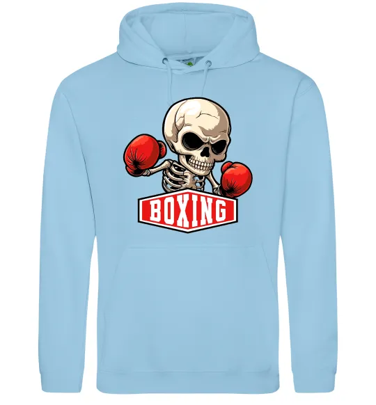 Мужская толстовка (худи) Boxing skeleton Голубой фото