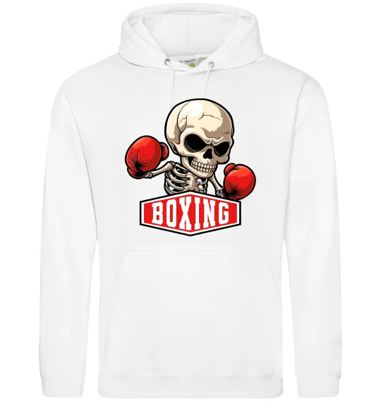 Женская толстовка (худи) Boxing skeleton Белый фото