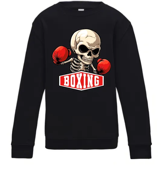 Детский Свитшот Boxing skeleton Черный фото