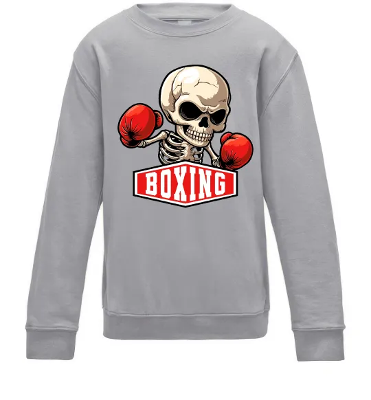 Детский Свитшот Boxing skeleton Серый меланж фото