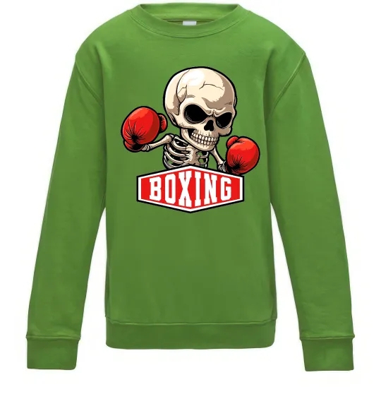 Детский Свитшот Boxing skeleton Лаймовый фото
