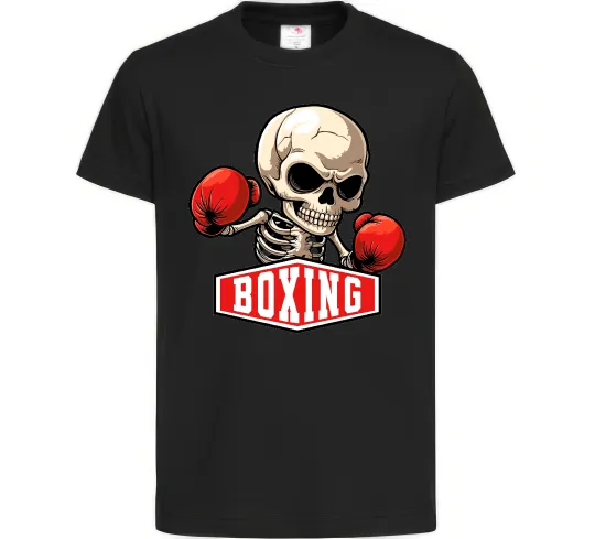Детская футболка Boxing skeleton Черный фото