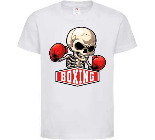 Детская футболка Boxing skeleton Белый фото