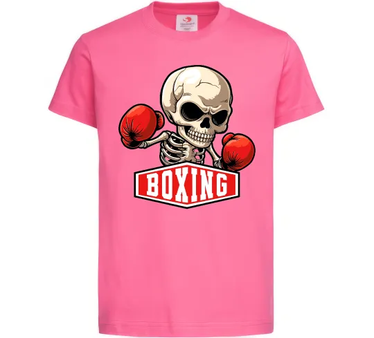 Детская футболка Boxing skeleton Ярко-розовый фото