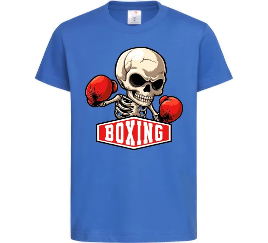 Детская футболка Boxing skeleton Ярко-синий фото