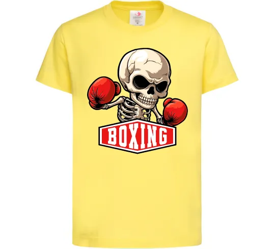 Детская футболка Boxing skeleton Лимонный фото
