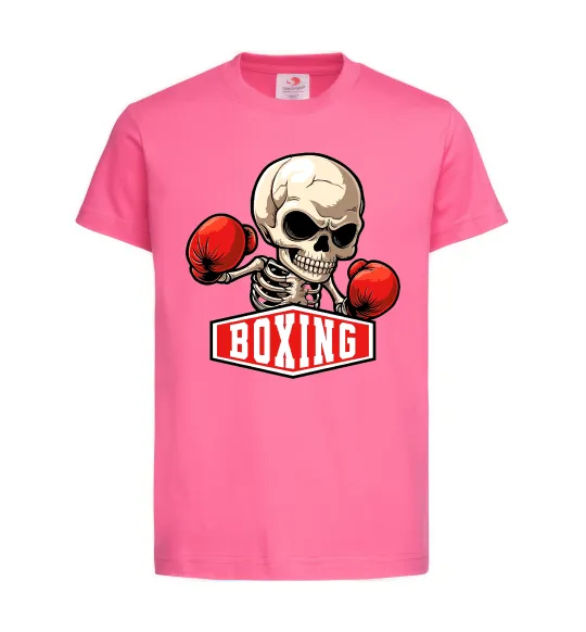 Дитяча футболка Boxing skeleton Яскраво-рожевий фото