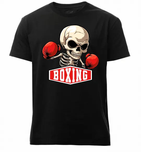 Мужская премиум футболка Boxing skeleton Черный фото