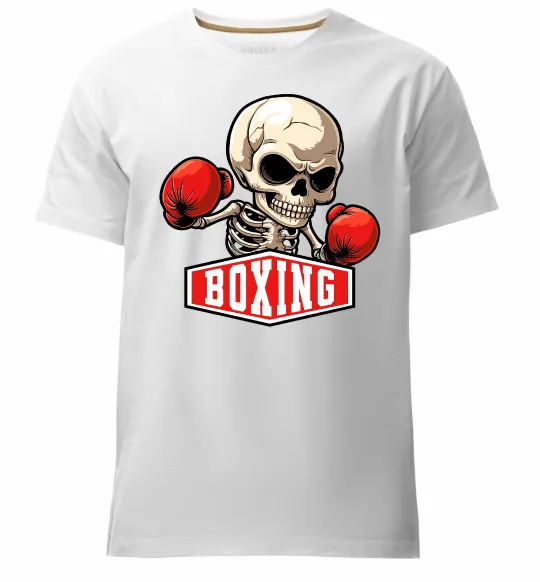 Мужская премиум футболка Boxing skeleton Белый фото