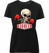 Женская премиум футболка Boxing skeleton Черный фото