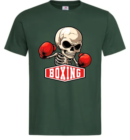 Мужская футболка Boxing skeleton Темно-зеленый фото