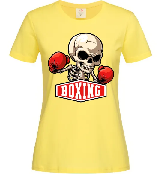 Женская футболка Boxing skeleton Лимонный фото