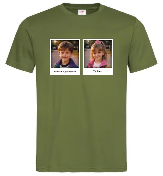 Мужская футболка Дитячі фото парні Оливковый фото
