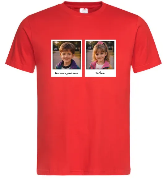Мужская футболка Дитячі фото парні Красный фото