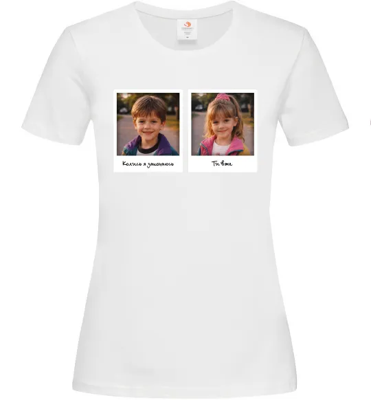 Женская футболка Дитячі фото парні Белый фото
