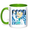 Чашка с цветной ручкой Good news everyone Лаймовый фото
