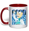 Чашка с цветной ручкой Good news everyone Красный фото