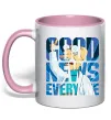 Чашка с цветной ручкой Good news everyone Нежно розовый фото