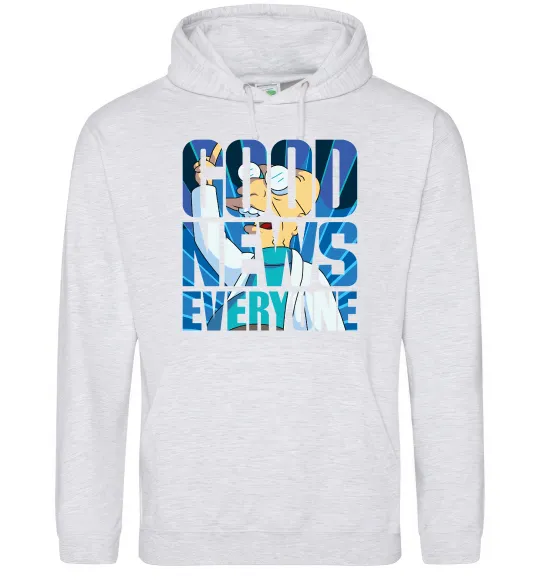 Женская толстовка (худи) Good news everyone Серый меланж фото