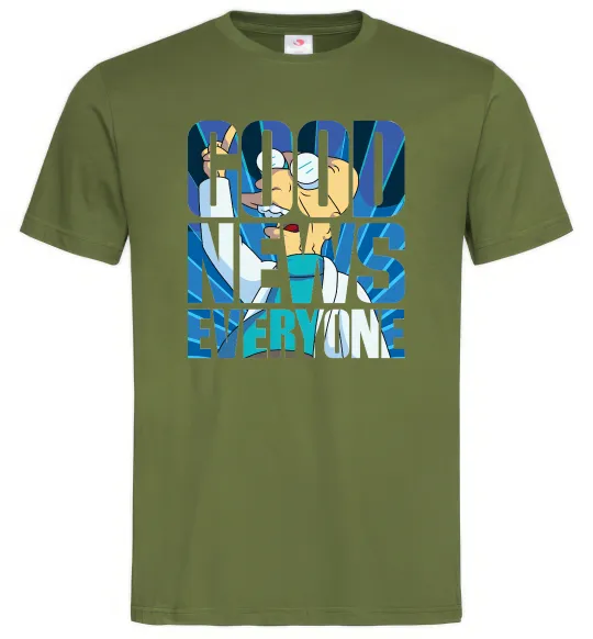 Мужская футболка Good news everyone Оливковый фото