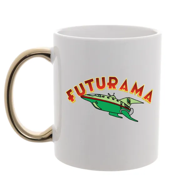 Чашка с цветной ручкой Futurama Planet Express Золото фото