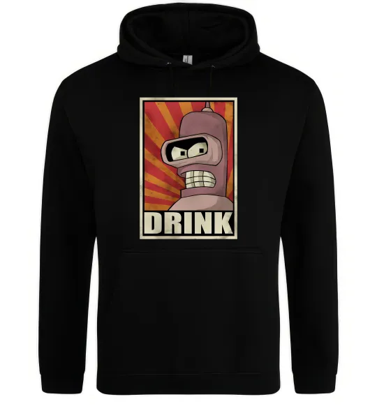 Мужская толстовка (худи) Drink Бендер Черный фото