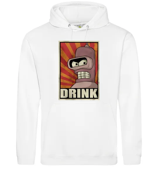 Мужская толстовка (худи) Drink Бендер Белый фото