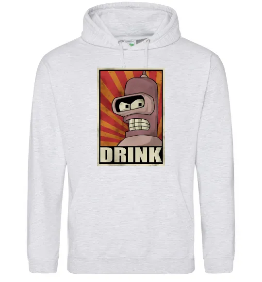 Мужская толстовка (худи) Drink Бендер Серый меланж фото