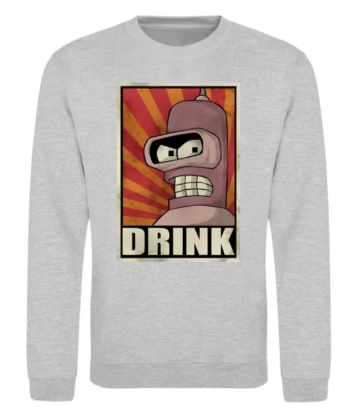 Свитшот Drink Бендер Серый меланж фото