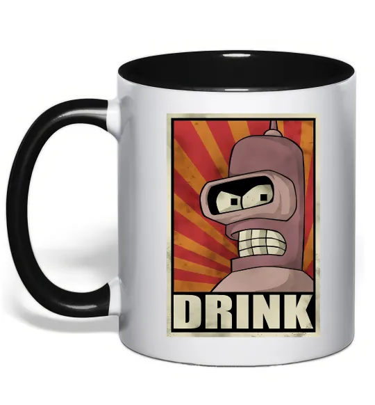 Чашка с цветной ручкой Drink Бендер Черный фото