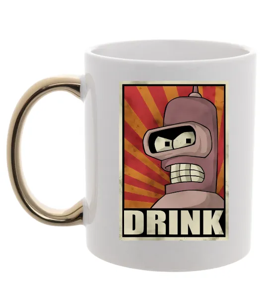 Чашка с цветной ручкой Drink Бендер Золото фото