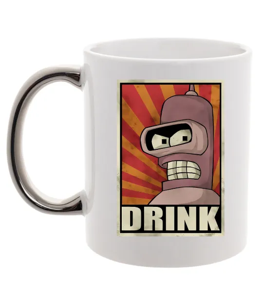 Чашка с цветной ручкой Drink Бендер Серебро фото